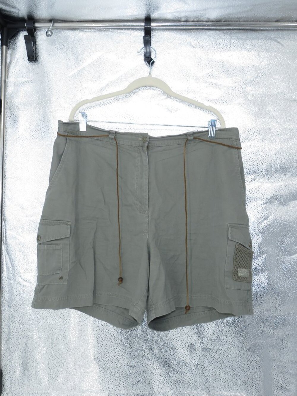 Lauren Ralph Lauren Cargo Short 18W Olive Green High Rise Leather String Utility